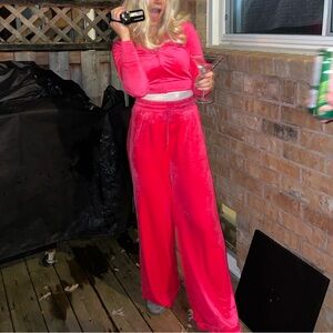 Aerie Pink Velour Track Suit